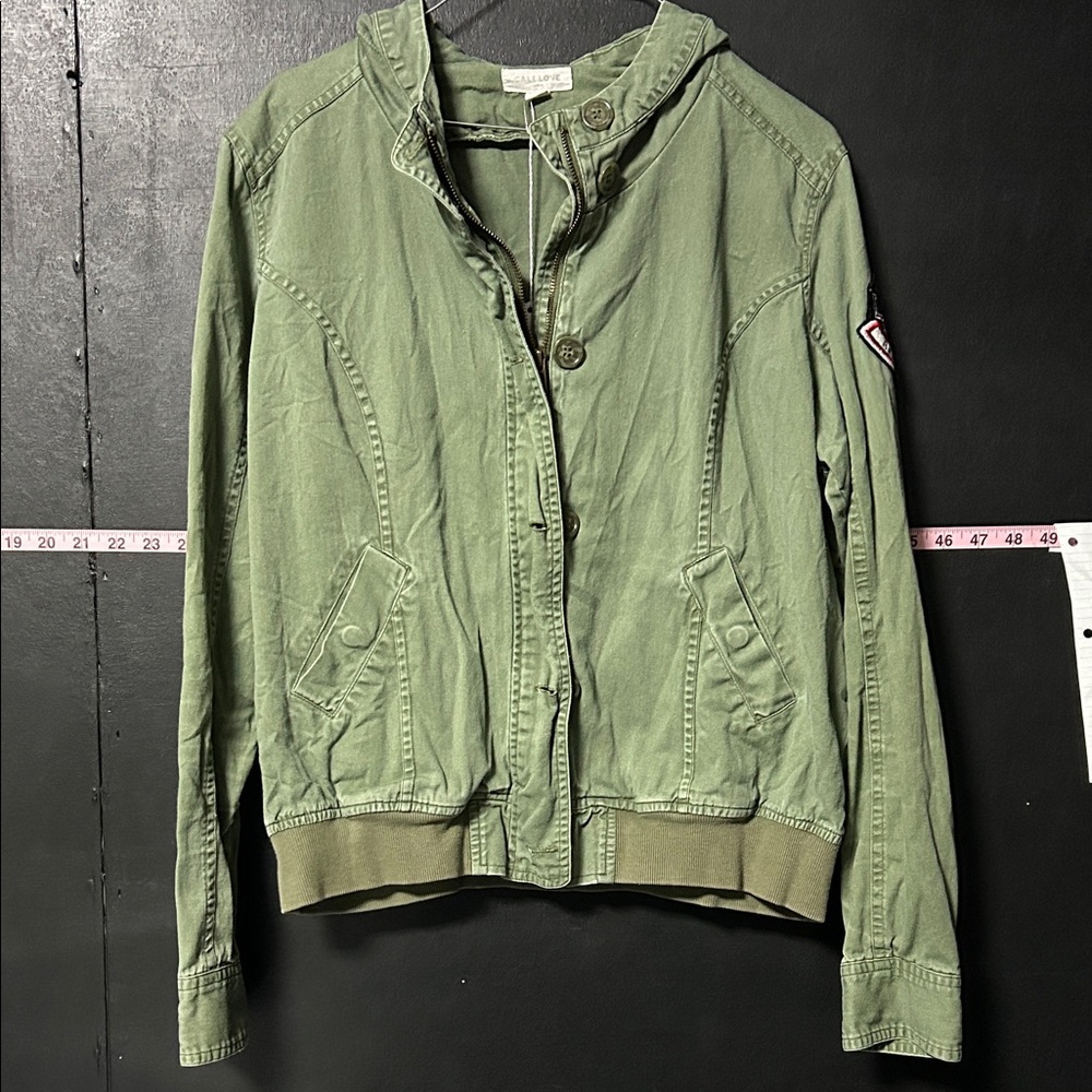 Cali Love jacket USA army green hooded jacket with a patch